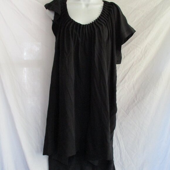 ANN DEMEULEMEESTER PLEATED SILK Blouse Top Goth 38 BLACK Rocker Womens - Picture 1 of 7